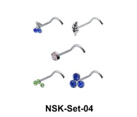 5 Silver Nose Stud Sets NSK-SET-04